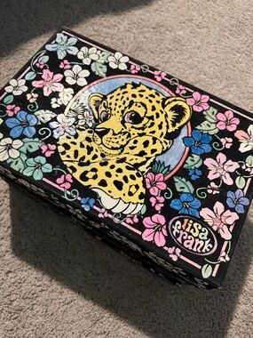 Lisa Frank Yellow Leopard Floral Keepsake Box with Pink and Blue Accents